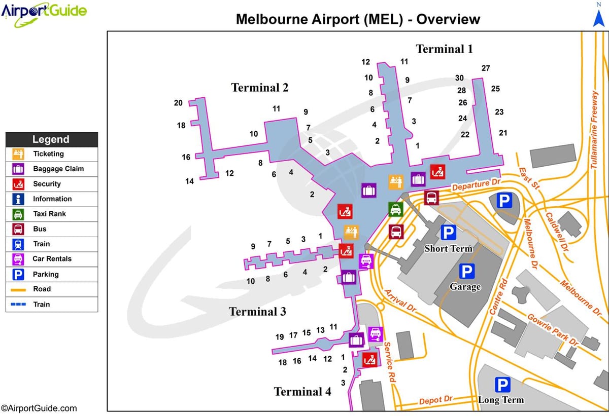 Tullamarine, ملبورن فرودگاه نقشه