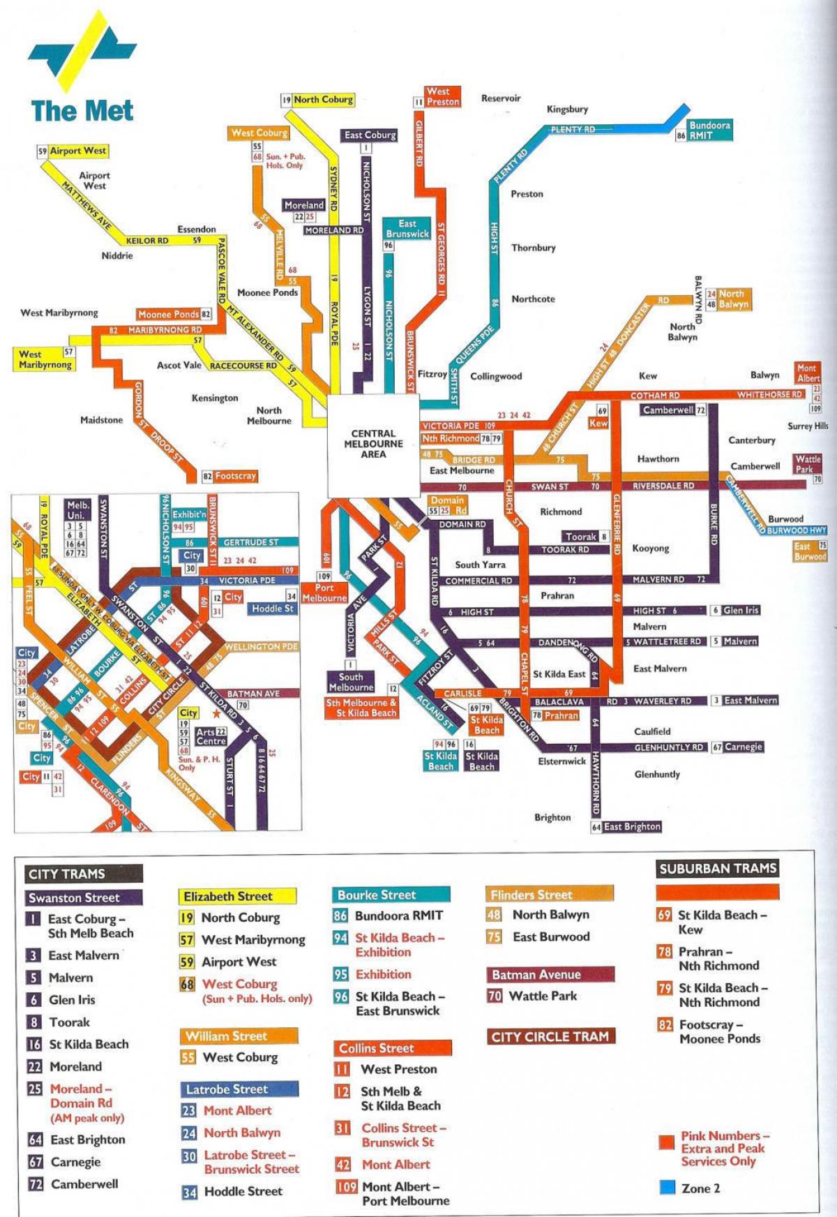 ملبورن حمل و نقل عمومی نقشه