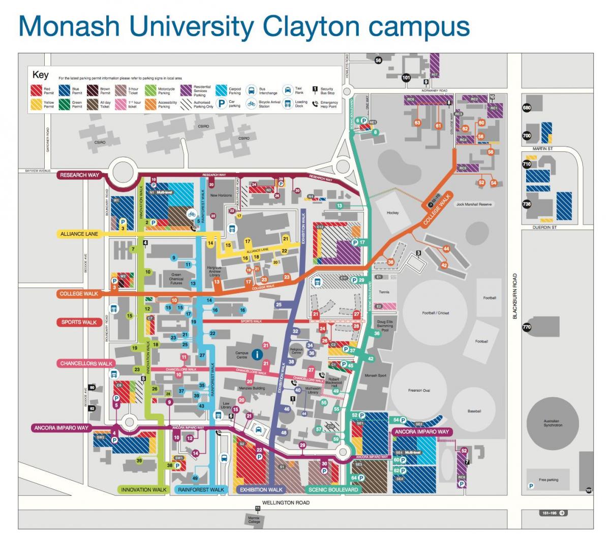 دانشگاه موناش کلیتون نقشه