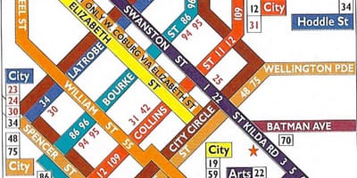 Melbourne cbd, نقشه تراموا