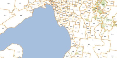 نقشه از ملبورن postcodes